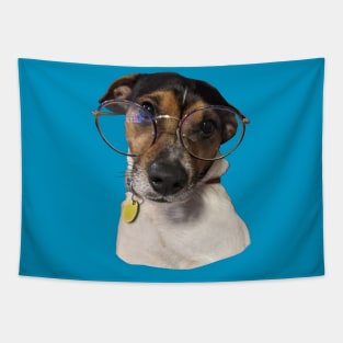 Jack Russell Wearing Glasses Tapestry