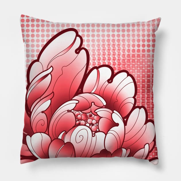 pop art style red peony Pillow by weilertsen