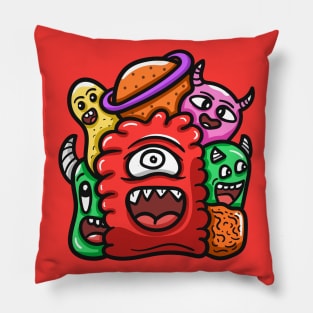 Monster Character Doodle Art Pillow