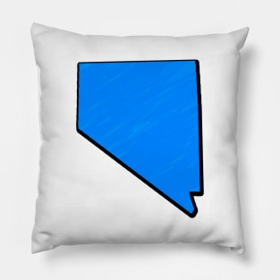 Bright Blue Nevada Outline Pillow