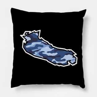 Gabriola Island Silhouette in Blue Camouflage - Camo Pattern - Gabriola Island Pillow