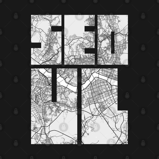 Seoul, South Korea City Map Typography - Light by deMAP Studio