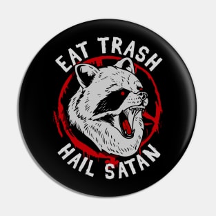 Eat Trash Hail Satan T-Shirt I Pentagram Possum Pin