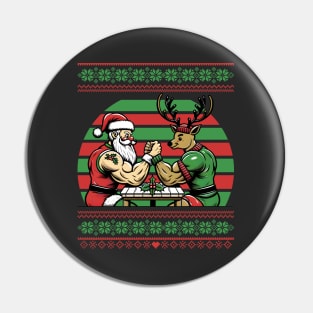 Muscle Santa Ugly Christmas Sweater Pin