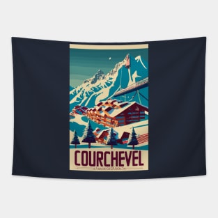 A Vintage Travel Art of Courchevel - France Tapestry