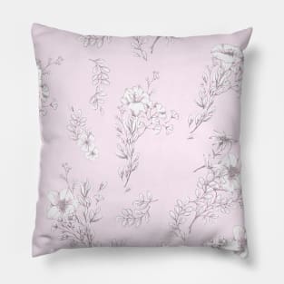 Flowers on pastel pink Pillow