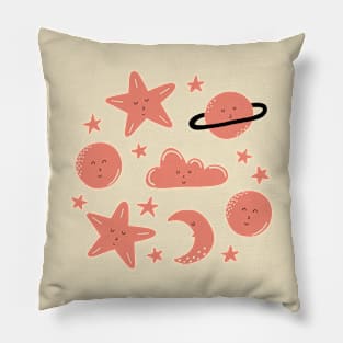 Dreamy skies above in coral Pillow