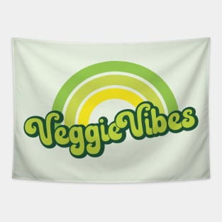 Veggie Vibes Retro Rainbow Green Tapestry