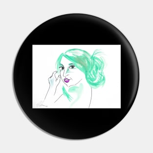 Girl With A Messy Bun - Green Palette Pin