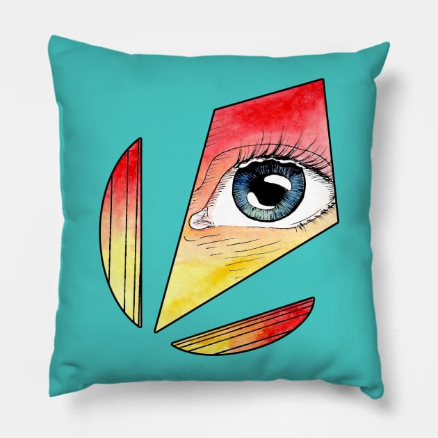 California Sun - Watercolor Eye Tattoo Design Pillow by 5sizes2small