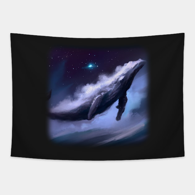 Whale floating in the sky Tapestry by Perryfranken