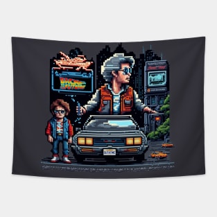 Back to the future pixelated art Tapestry