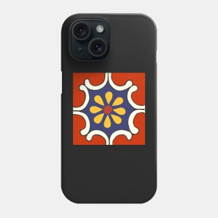 Talavera Mexican Bold Yellow Flora Red Background Phone Case