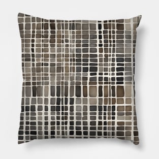 Brown and Beige Abstract Grid Pattern Pillow