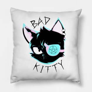 Bad Kitty Black Font Pillow