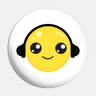 Cute Smiling Face Wearing Headphones Pin