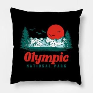 Olympic National Park Mountain Trees Sun Pillow