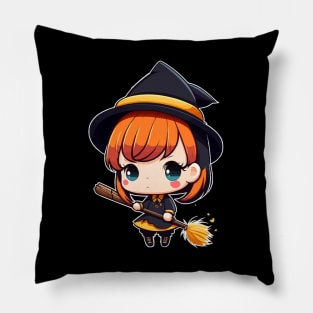 Cute But Witchy Chibi Witch Wicca Pillow