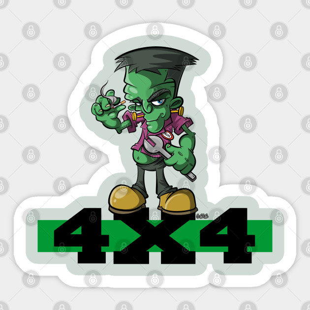 Frank Frankenstein Monster Cartoon 4x4 Off Road Logo Frankenstein Sticker Teepublic
