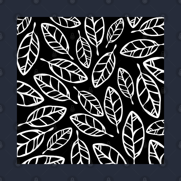 Black with white leaves simple design by Fiasco Designs