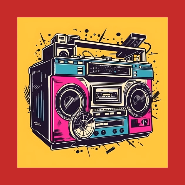 Ghetto Blaster Boom Box 80s Hip-Hop Stereo by Grassroots Green