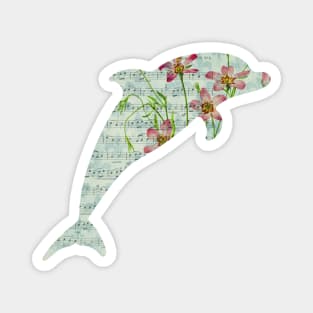Floral Music Sheet - Dolphin Magnet