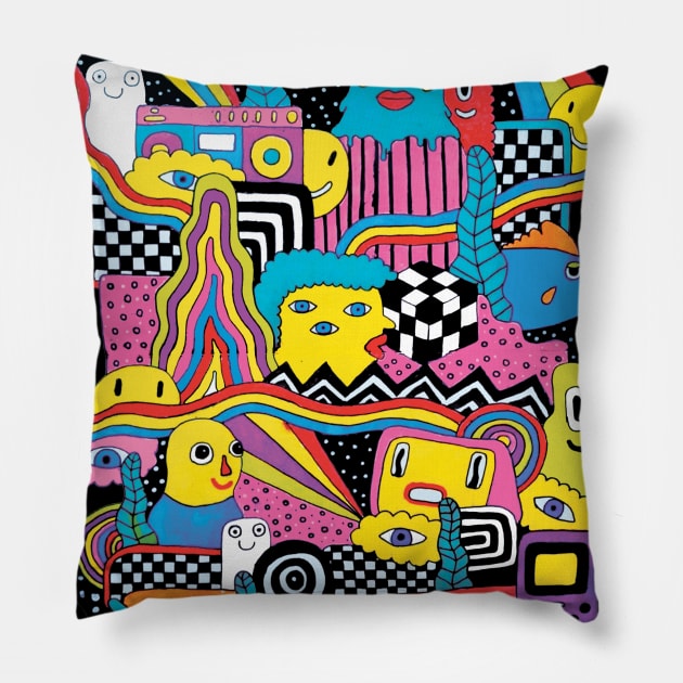 trendy artsy colorful aesthetic Pillow by saif