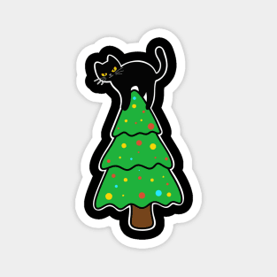 Angry Black Cat On Christmas Tree - Funny T-shirt for Christmas Magnet