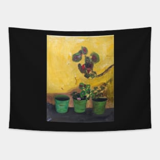 Yellow Wall, Greek Flowers Tapestry