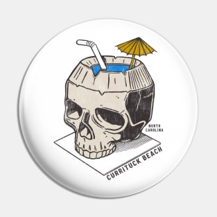 Currituck Beach, NC Summertime Vacationing Skull Drink Pin