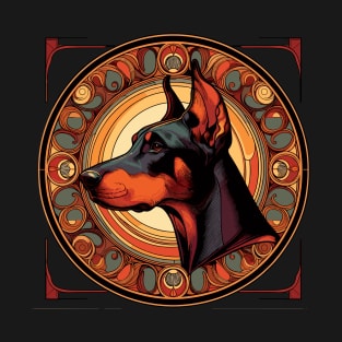 Doberman Dog Owners Gift - Art Nouveau Style T-Shirt