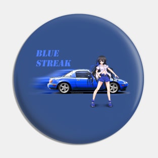 Blue Miata MX-5 with anime girl Pin