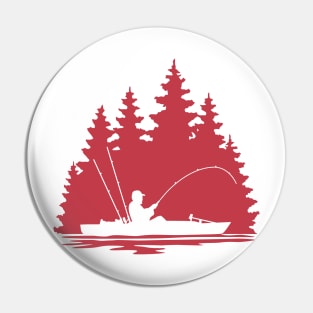 Kayak Fisherman Rural Lake Scene Pin