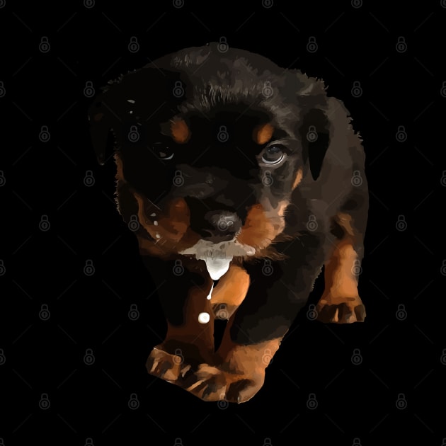 Cute Rottweiler Puppy Drooling Milk by taiche