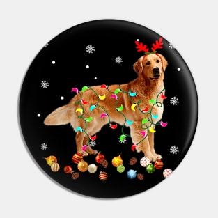 Golden Retriever Christmas Lights Funny Xmas Dog Lover Pin