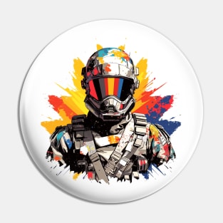 Man With Helmet Video Game Character Futuristic Warrior Portrait  Abstract Pin