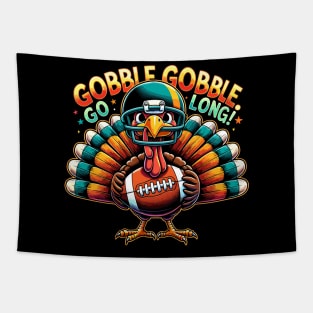 Funny Thanksgiving Football Turkey - Go Long Tapestry