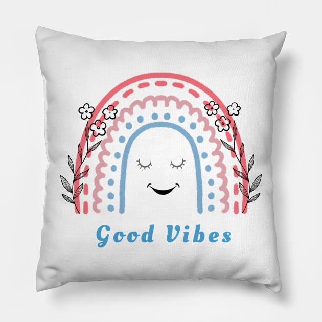 Good Vibes Rainbow Design Pillow by TINRO Kreations