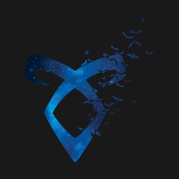 Shadowhunters rune - Angelic power rune with bats (blue galaxy) - gift idea by Vane22april