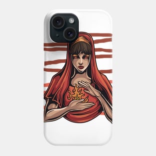 Red woman with fire hands Phone Case