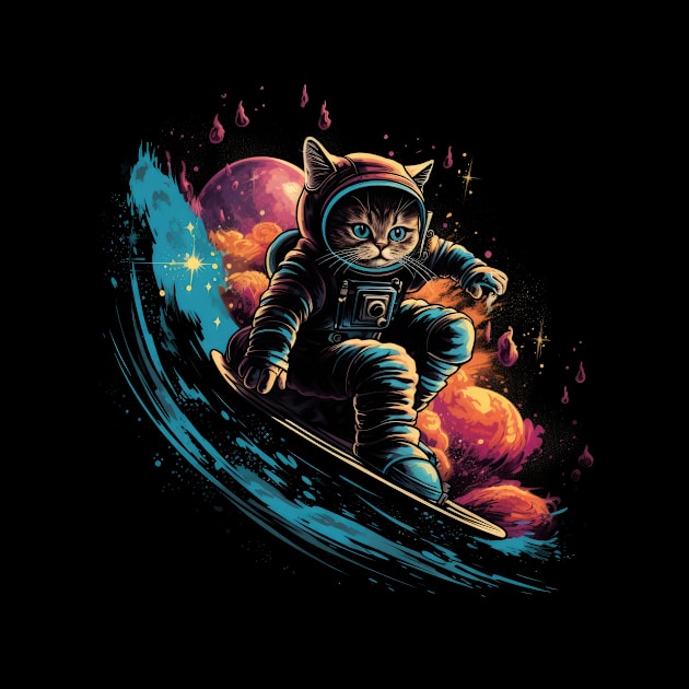 Cosmic Cat Surfer by NakedMonkey