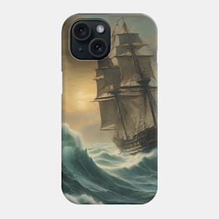 Ship Sailing Through The Deep Blue Sea Phone Case