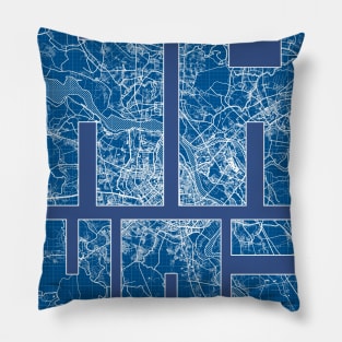 Hanoi, Vietnam City Map Typography - Blueprint Pillow