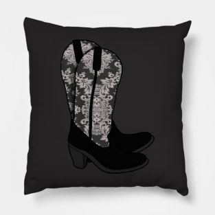 Black Lace Cowgirl Boots Pillow