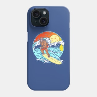 Surfing Bigfoot Funny Beach Sasquatch Surfer Waves Retro 80s Phone Case