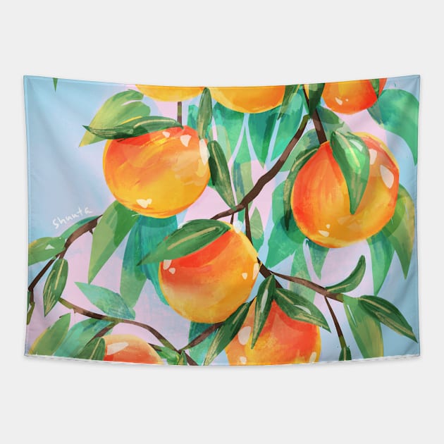 Peach tree Tapestry by shootingstarsaver@gmail.com