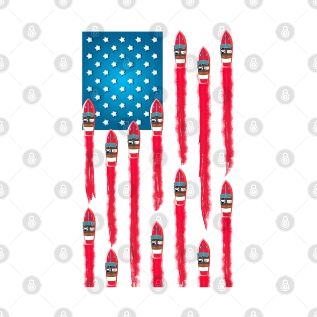 Fun Summer Speed Boat Flag Design - Patriotic 4th of July Flag by YourGoods