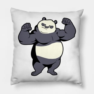 Fitness bodybuilder Panda shows muscles - weight training Pillow