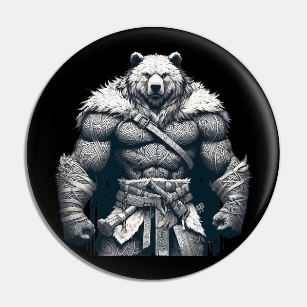 Norse Mythology Viking Warrior Bear Berserker Pin by TomFrontierArt