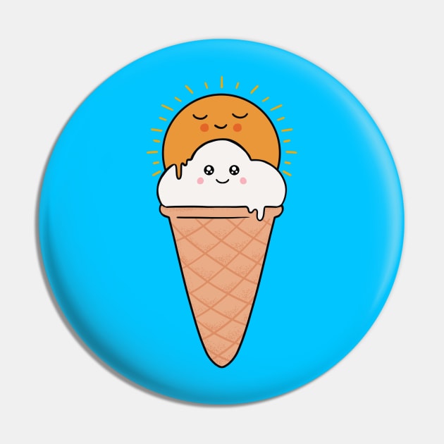 Ice cream sun and cloud Pin by coffeeman